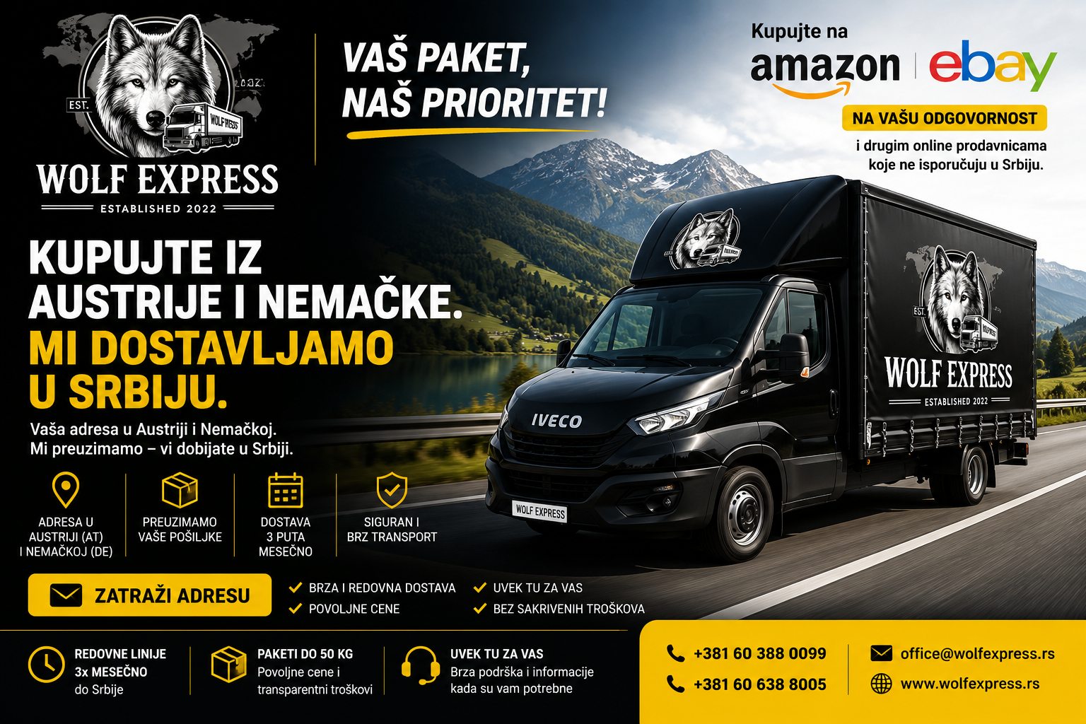 Wolf Express dostava paketa iz Austrije i Nemačke u Srbiju